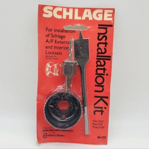 Schlage 40-125 Door Knob Install Kit A/F Series 3/16" Pilot 7/8" Bore 2-1/8 Hole 1