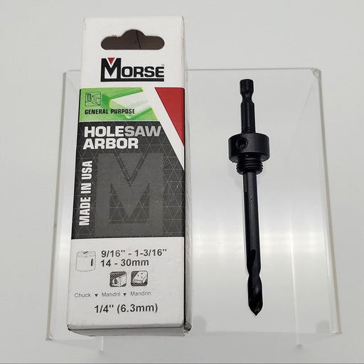 Morse 1/4" Hole Saw Arbor 1/2"-20 for 9/16" to 1-3/16" Hole Saws 4-5/8"L 139007 1