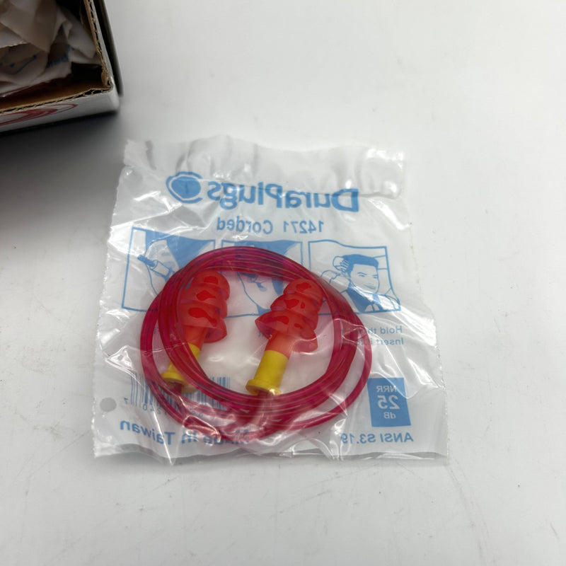 DuraPlugs 14271 Ear Plug Corded Disposable Reusable Orange NRR 25 DB 100/Bx