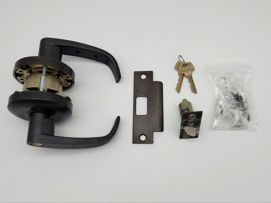 Sargent Door Lever Entry Lock Classroom Oiled Bronze 2-3/4 Backset L Lever 65G37 2