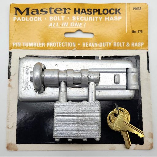 Master Lock No 475 Hasplock 4-1/2"L & Padlock Heavy Duty Keyed Alike USA Made 1