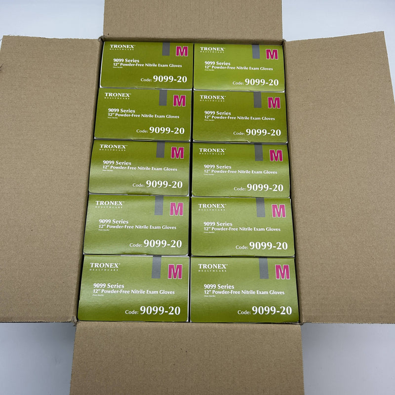 Tronex 9099-20 Disposable Gloves Medium Nitrile 12" Extended Cuff PF 1000/Case
