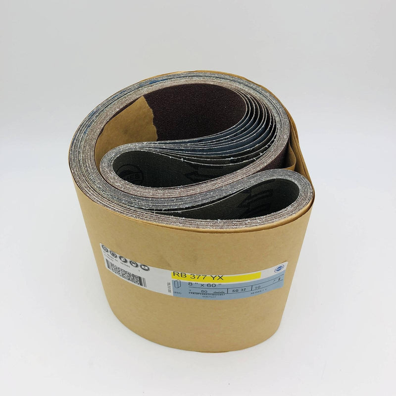 Hermes RB 377 YX Wide Cloth Sanding Belt 8" x 60" 80 Grit SG32 Pack of 10 6