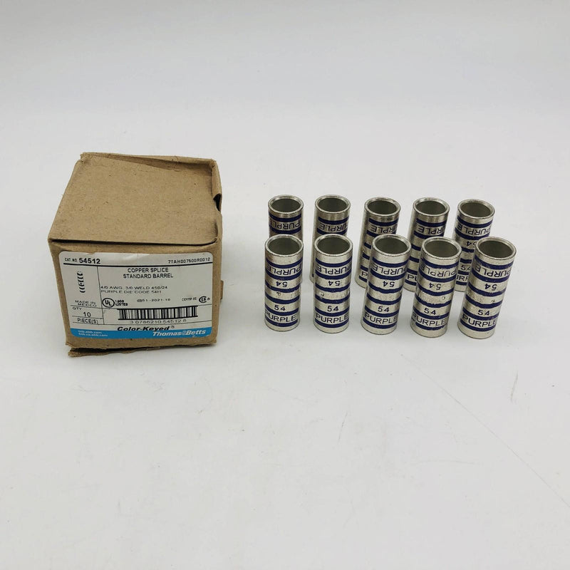 Thomas & Betts 54512 Copper Splice Standard Barrel Purple Die Code 54H 4/0 10pk 9