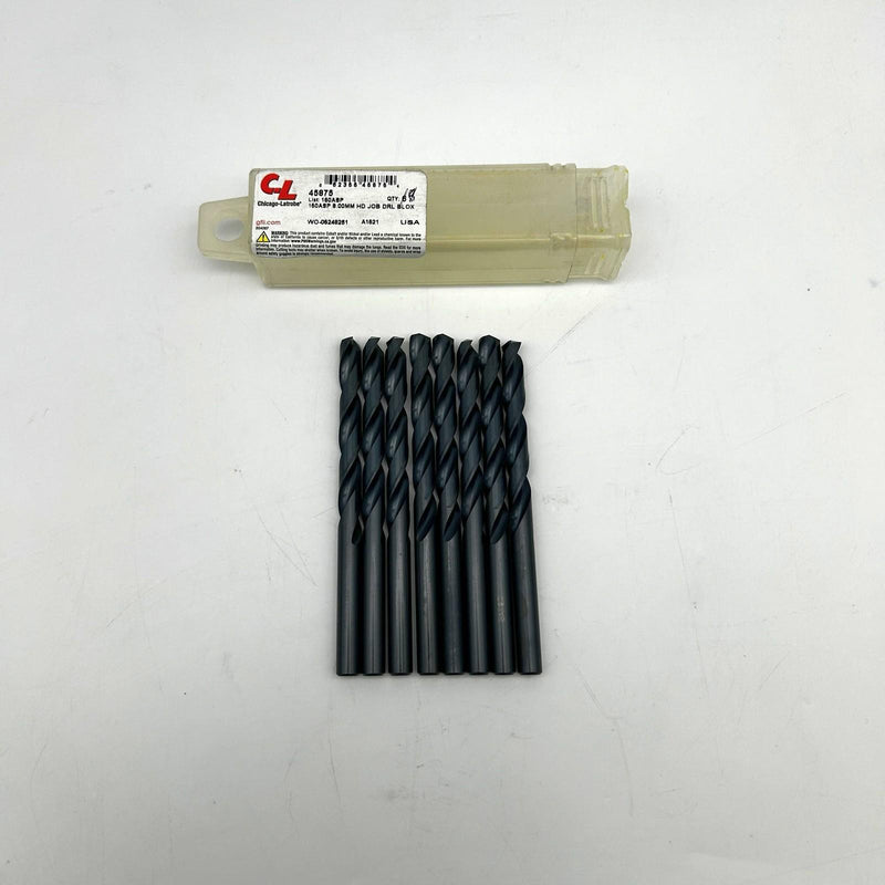 8pk Chicago-Latrobe 45875 Jobber Drill Bit Heavy Duty Black Oxide 150ASP 8.00mm