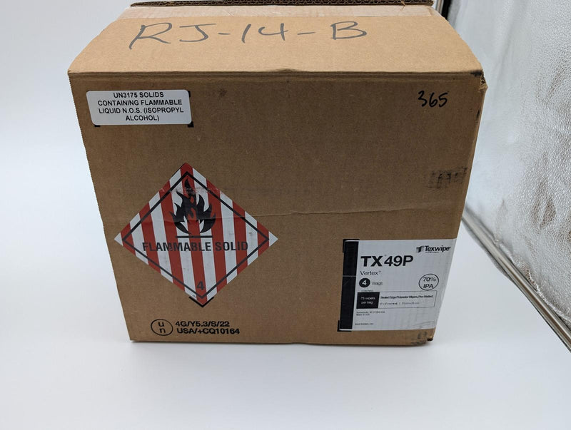 Texwipe TX49P Cleanroom Wipes Pre-Wetted 70% IPA 9"x9" 75 Per Bag Case of 4 Bags 3