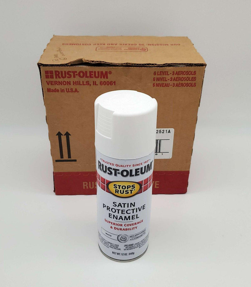 Rust Oleum Rust Stop Spray Paint Satin White 12oz 7791830 Pack of 6 Cans 1