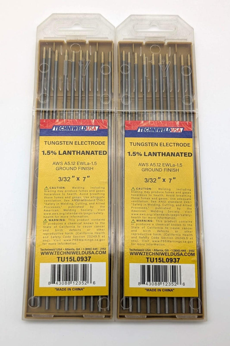 Techniweld Tungsten Electrodes 3/32" x 7" TU15L0937 1.5% Lanthanated Pack of 20 1