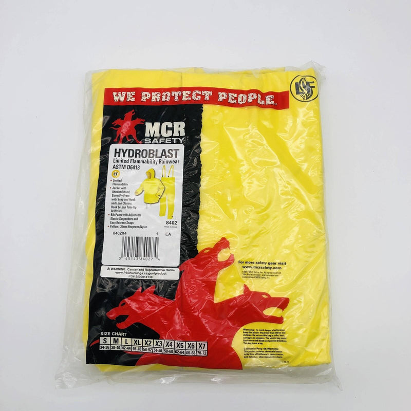 MCR Safety 8402 Rain Suit Size 4XL Limited Flammability Hooded Jacket Bib Pants 6