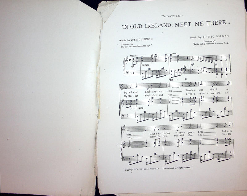 1903 In Old Ireland Meet Me There Vintage Sheet Music Large Alfred Solman 2