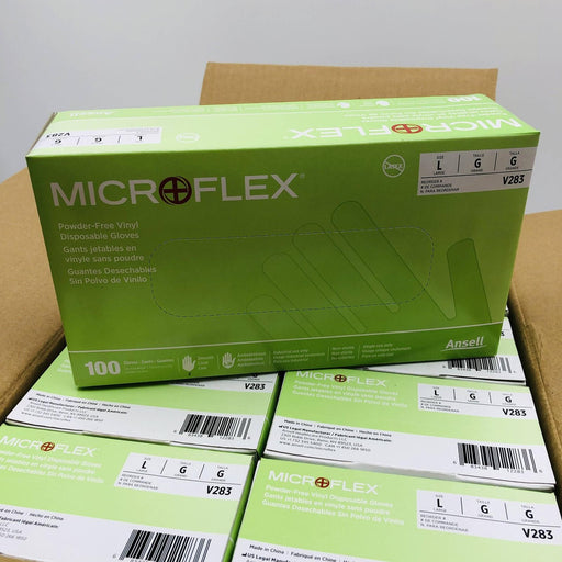 MicroFlex V283 Disposable Gloves Large Powder Free Vinyl Non-Sterile 1000/Case 1