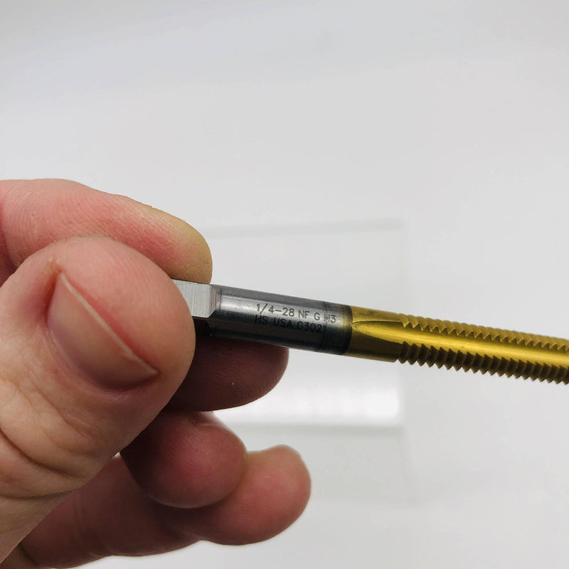 Exactek 3234603 Tap Plug Gun 1/4-28 2 Flute H3 SPPT HSS TiN Finish Spiral Point 3