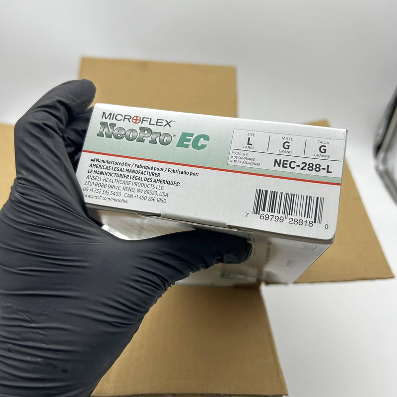 Microflex NEC-288 Disposable Gloves Large Extended Cuff Neoprene 500pcs/Case
