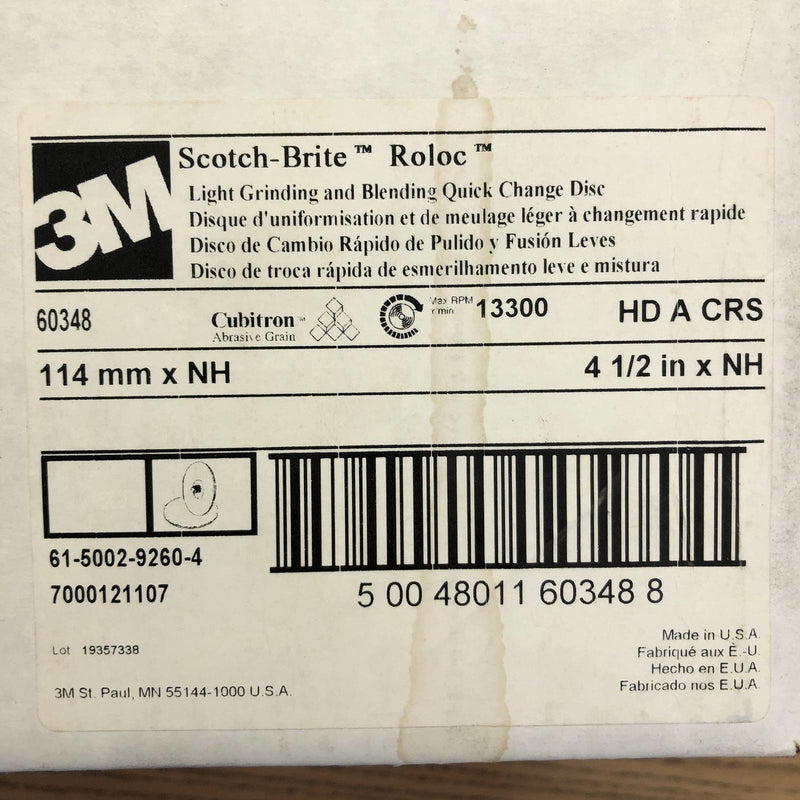 3M Scotch Brite Roloc 60348 Sanding Disc Quick Chnge 4-1/2 x NH Lt Grinding 10pk 2