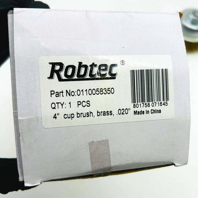 Robtec 0110058350 Cup Brush 4" Diameter .020" Brass Wire Dia Crimped 5/8-11 AH 2