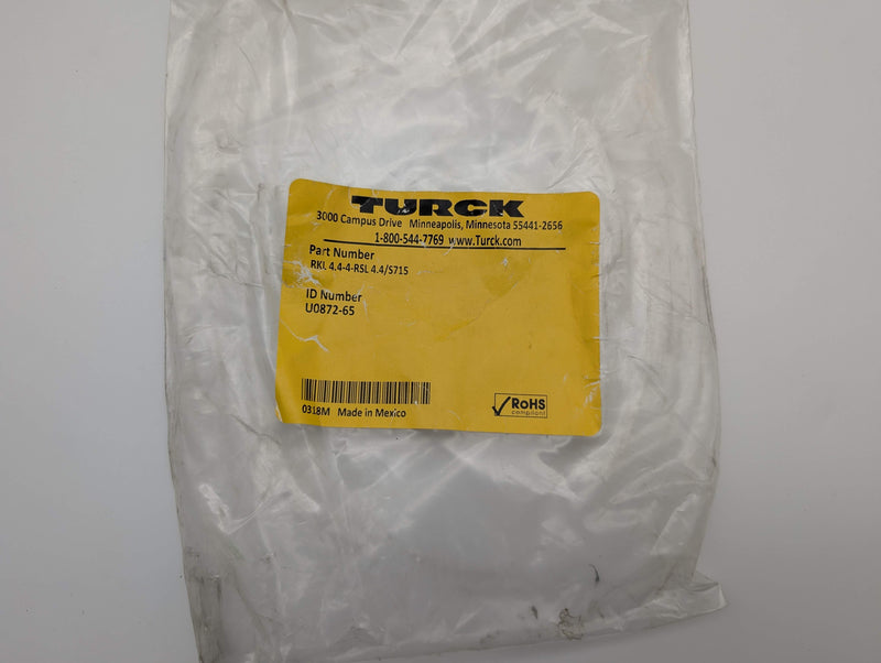 Turck RKL 4.4-4-RSL 4.4/S715 Eurofast Extension Cable 13ft U0872-65