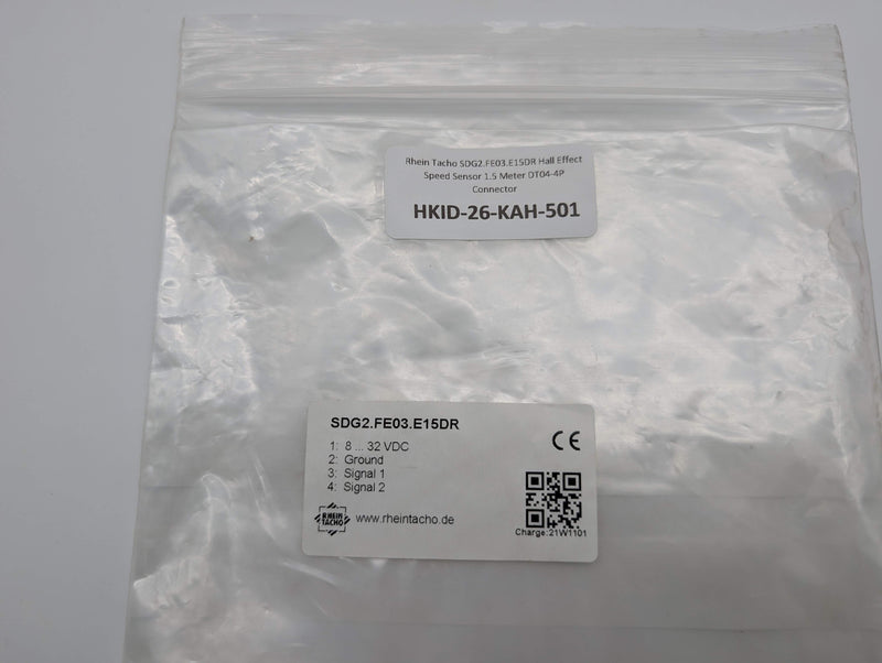 Rhein Tacho SDG2.FE03.E15DR Hall Effect Speed Sensor 1.5 Meter DT04-4P Connector