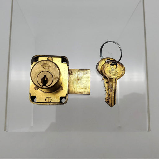 Corbin Cabinet Lock Satin Brass 7/8"L x 7/8"D Cylinder 3/4" Throw 7370 Keyed Dif 1