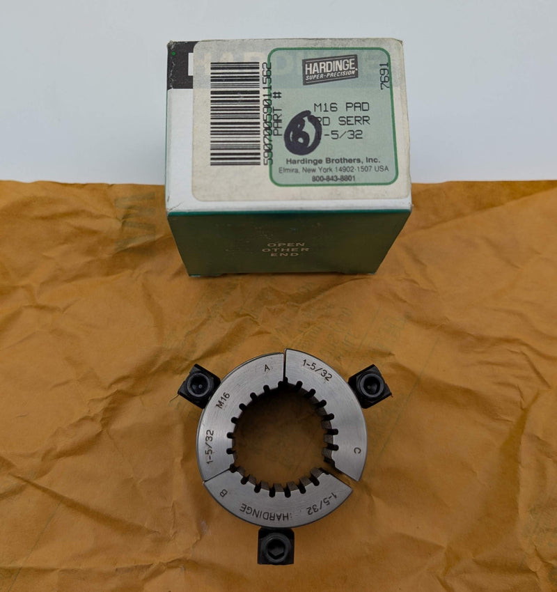 Hardinge M16 1-5/32" Round Serrated Collet Pads 3-Segment for M-Series Collet