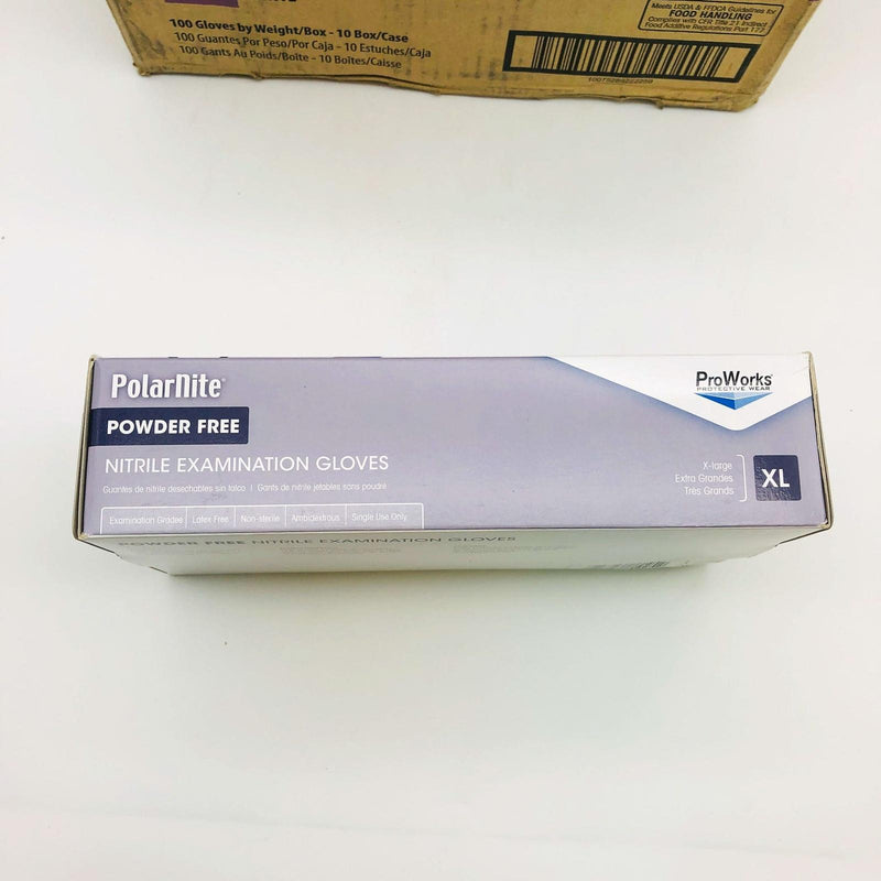 ProWorks Polar Nite GL-N133FX Nitrile Gloves XLG PF 4 Mil White Case 10/100 DMGD 6