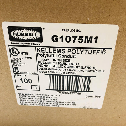 Hubbell G1075M1 Polytuff Conduit 3/4" Flexible Liquid Tight Nonmetallic 100ft 2