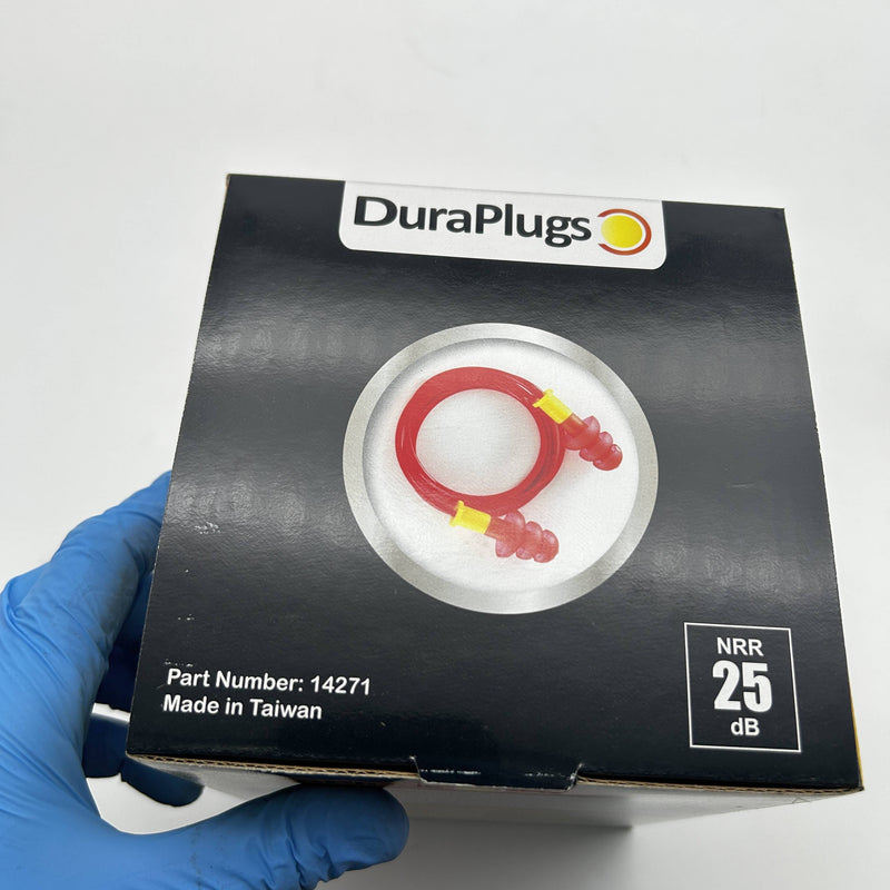 DuraPlugs 14271 Ear Plug Corded Disposable Reusable Orange NRR 25 DB 100/Bx