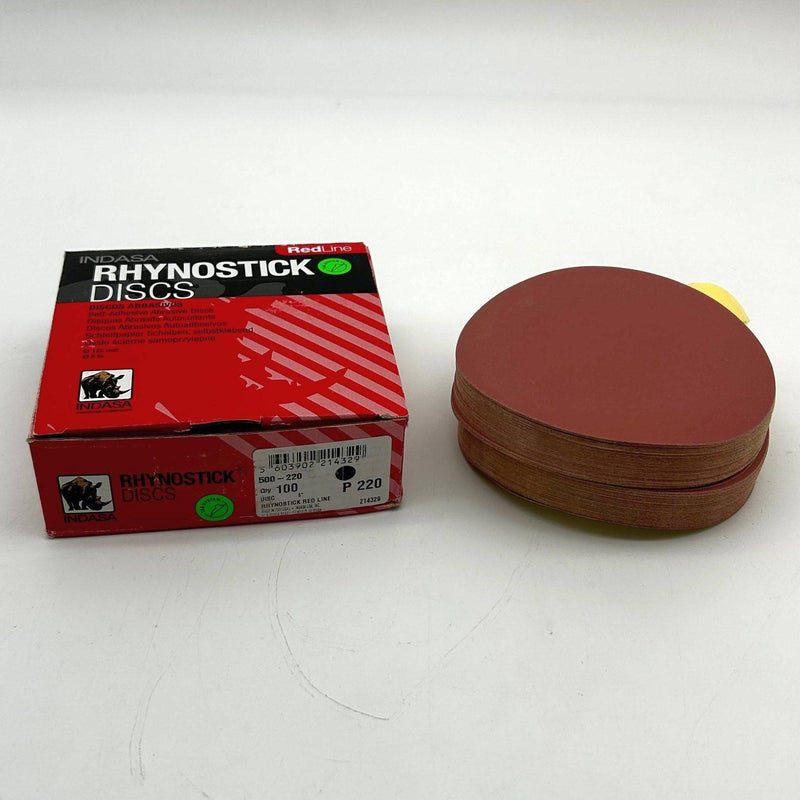 Indasa Rhynostick 500-220 Disc Self Adhesive PSA Solid 5in Redline P220 100/Box 1