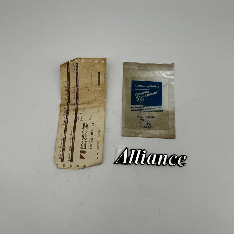 AMC Jeep 35003484 Nameplate Name Plate Emblem Alliance OEM NOS Open