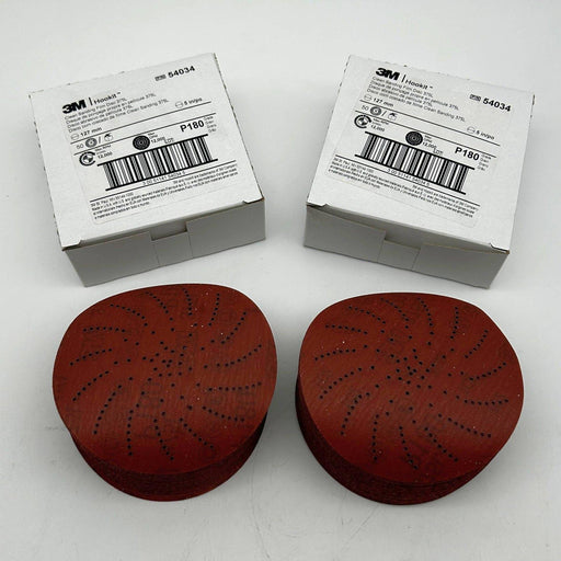 3M Hookit 54034 Sanding Film Disc 375L P180 Grade 5in Hook and Loop 100pk/2 Bxs 1