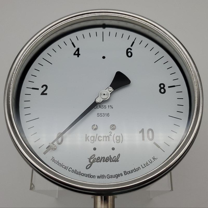 General Instruments BSPG-V Pressure Gauge 155m Face 0-10 kg/cm2 1/2" NPT Connect 3