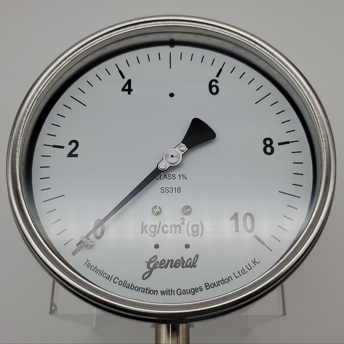 General Instruments BSPG-V Pressure Gauge 155m Face 0-10 kg/cm2 1/2" NPT Connect 3