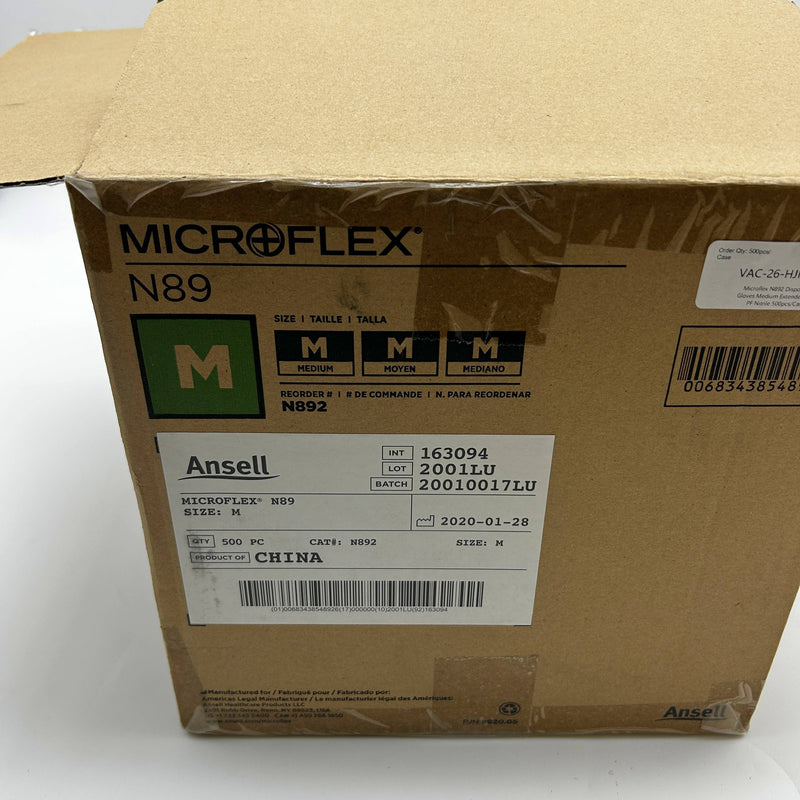Microflex N892 Disposable Gloves Medium Extended Cuff PF Nitrile 500pcs/Case