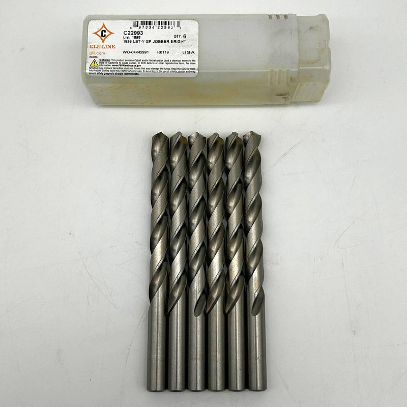 Cle-Line C22993 Jobber Drill Bit 1898 Let-Y General Purpose HSS Bright 5XD 6pk