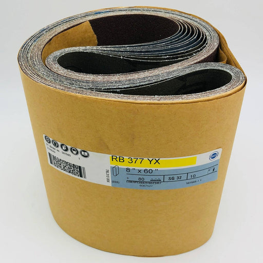 Hermes RB 377 YX Wide Cloth Sanding Belt 8" x 60" 80 Grit SG32 Pack of 10 1