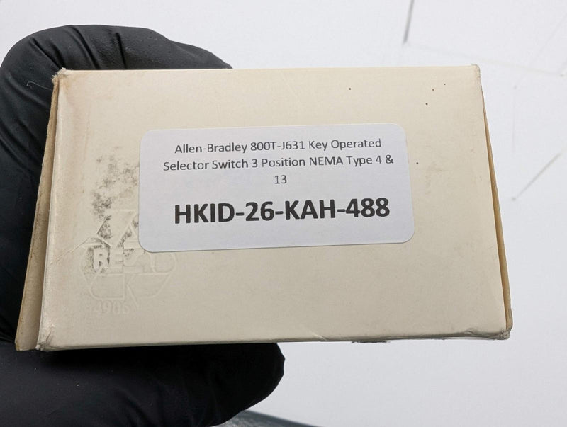 Allen-Bradley 800T-J631 Key Operated Selector Switch 3 Position NEMA Type 4 & 13