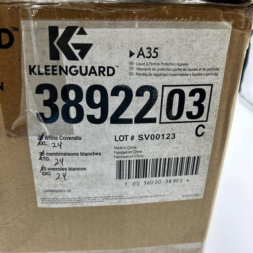 Kleenguard 38922 Coveralls A35 Sz 4XL Disposable White Zippered Front 24pk/Case 2