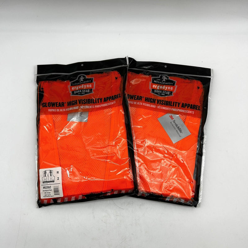 Ergodyne Glowear 8250Z Safety Vest Sz S/M Class 2 Two-Tone Orange Reflective 2pk 9