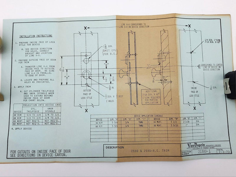 Von Duprin Door Knob & Plate 2590 Satin Bronze 44 & 88 Rim & Mortise Devices 8