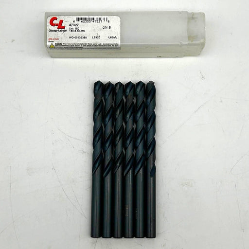 6pk Chicago-Latrobe 47327 Drill Bit 8.70mm List 150 HSS Black Oxide 2 Flutes 5XD 1