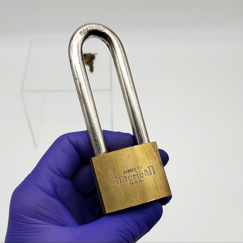 American 60 Series Padlock 3-1/8" L x .375" D Shackle 1-3/4" Brass Body USA Made 2