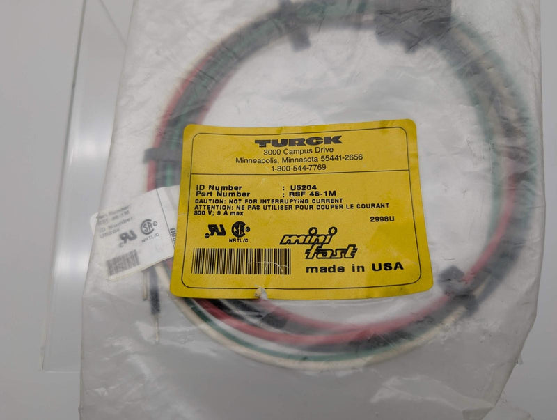 Turck RSF 46-1M Actuator & Sensor Receptacle 7/8" 4 Pin Male Mini Fast 1M Cable 4