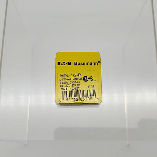 Bussmann MDL-1/2-R Fuses 0.5A 250V Time Delay Glass Pack of 5 1