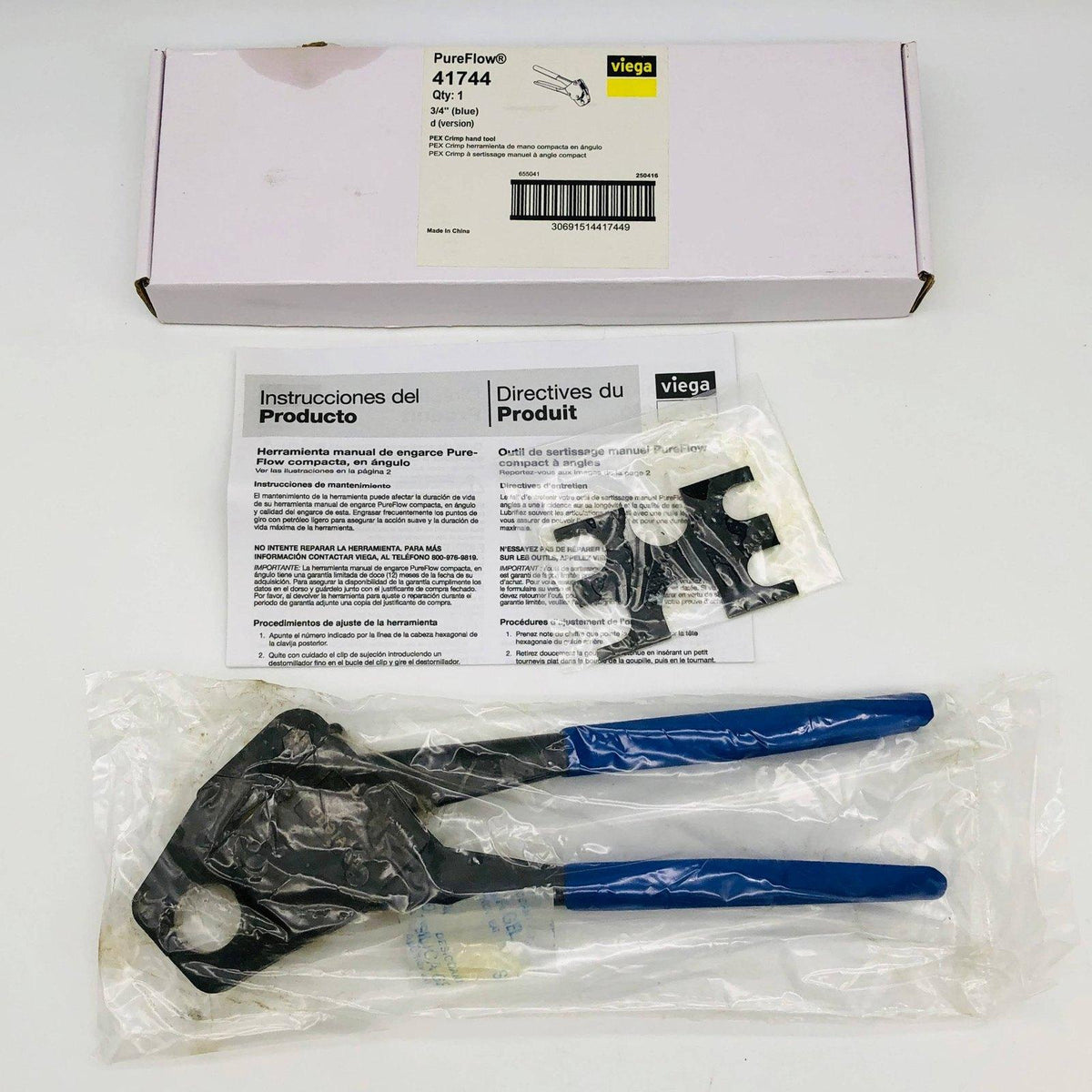 PureFlow 41744 Crimp Hand Tool 3/4in Pex Zero Lead Compact Angled Blue ...