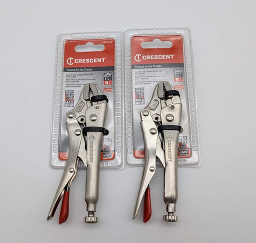 Crescent Curved Jaw Locking Pliers 5" w/ Wire Cutter C5CVN-08 Pack of 2 1