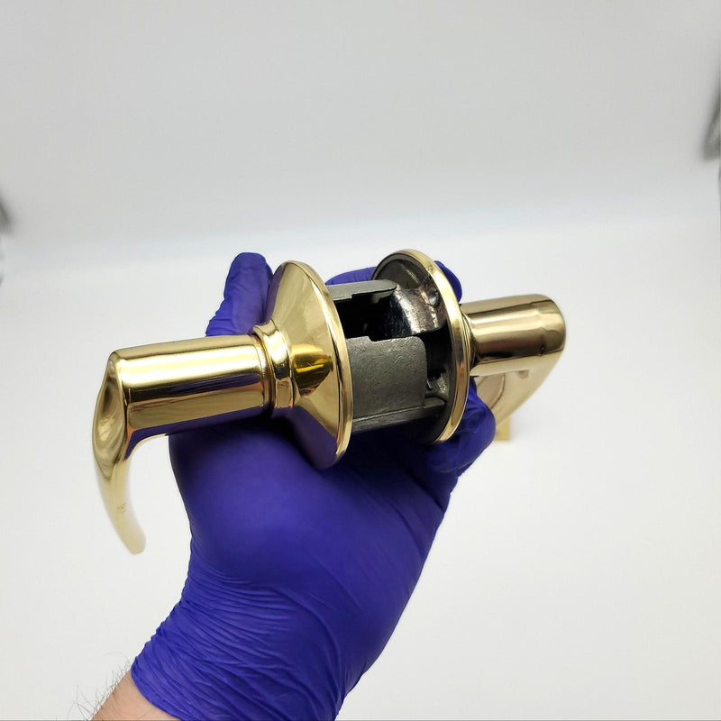 Schlage Door Lever Privacy Lock 2-3/8" to 2-3/4" Backset F40NV JAZ Bright Brass 4