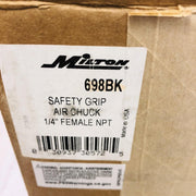 50x Milton 698BK Grip Chuck 1/4in FNPT Closed Ball Air Chuck Safety Clip-on Grip 2