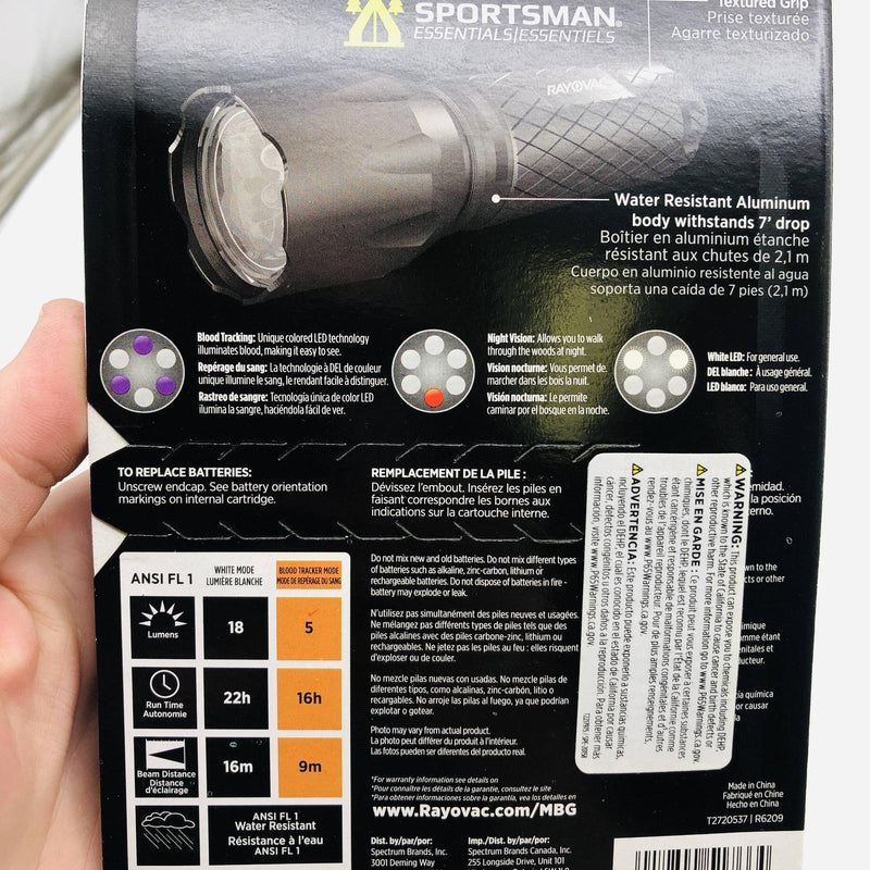 3pk Rayovac SPBT3AAA-B Blood Tracking Flashlight Night Vision Whte LED Sportsman 8