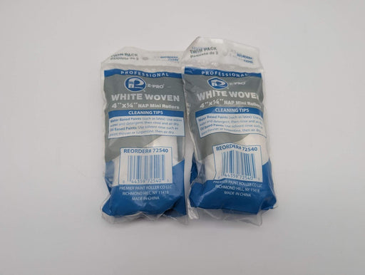 Premier 4" Mini Paint Roller Covers 1/4" Nap White Woven Smooth 72540 Pack of 4 2