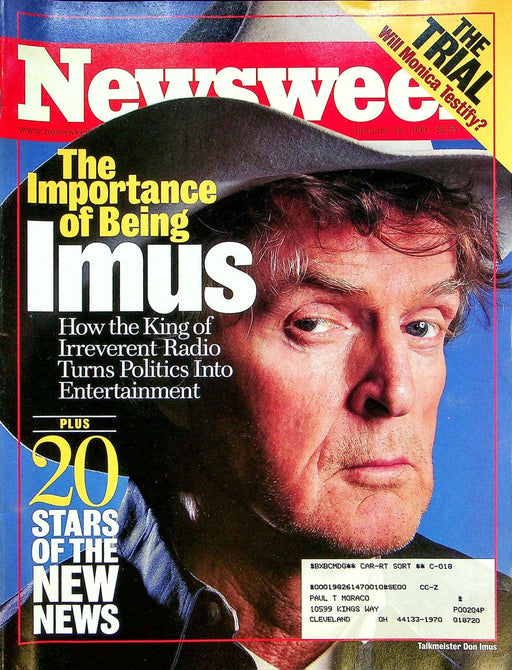 Newsweek Magazine January 18 1999 Don Imus Radio Talk Show Clinton Impeach Trial 1