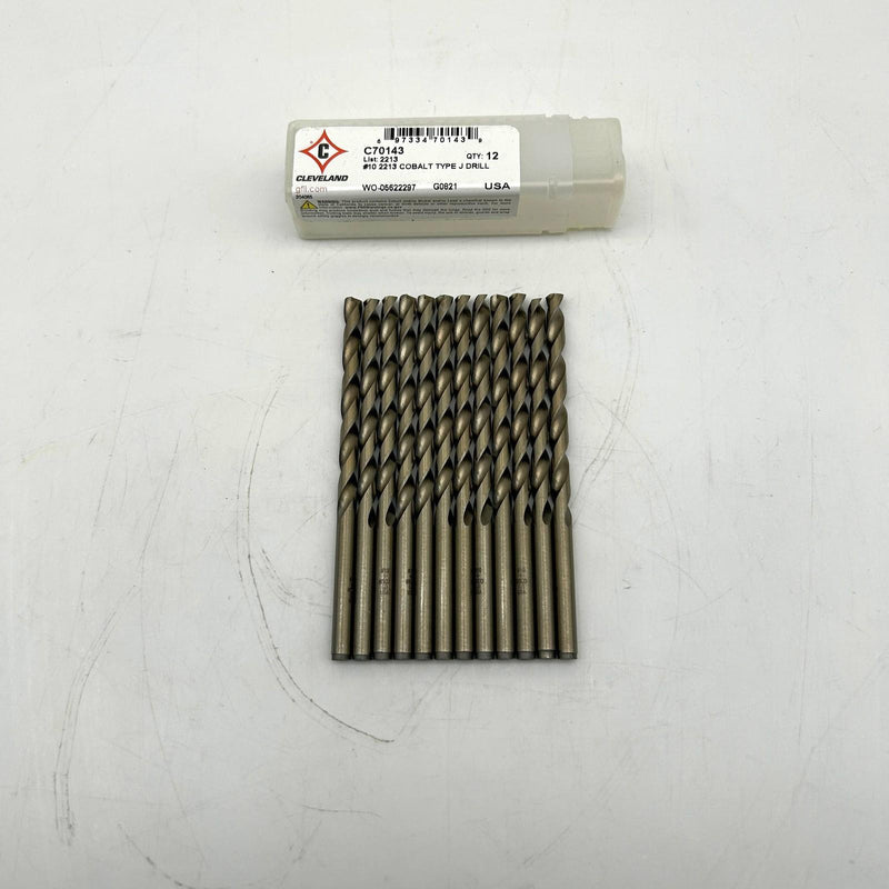 Cleveland C70143 Drill Bit Number 10 List 2213 Cobalt Type J Straw Oxide 12pk 11